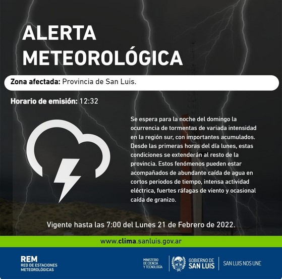 Read more about the article Rige una alerta meteorológica por tormentas para toda la provincia