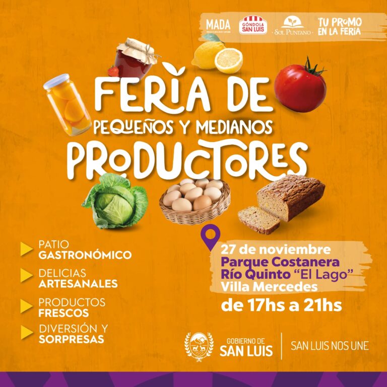 Lee más sobre el artículo Con nuevo horario, la Feria de Pequeños y Medianos Productores llega a Villa Mercedes