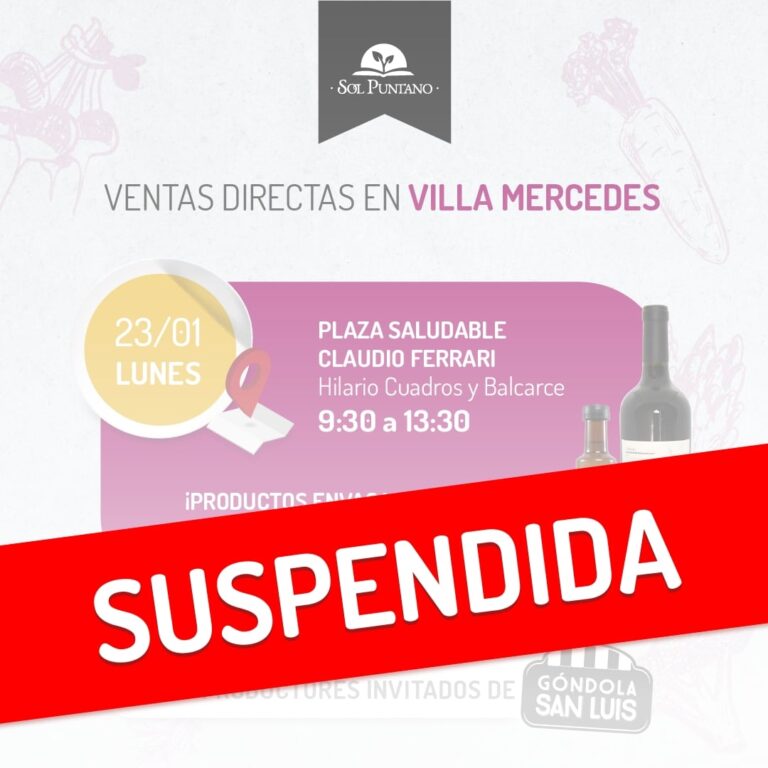 Lee más sobre el artículo Se suspende la venta directa en Villa Mercedes