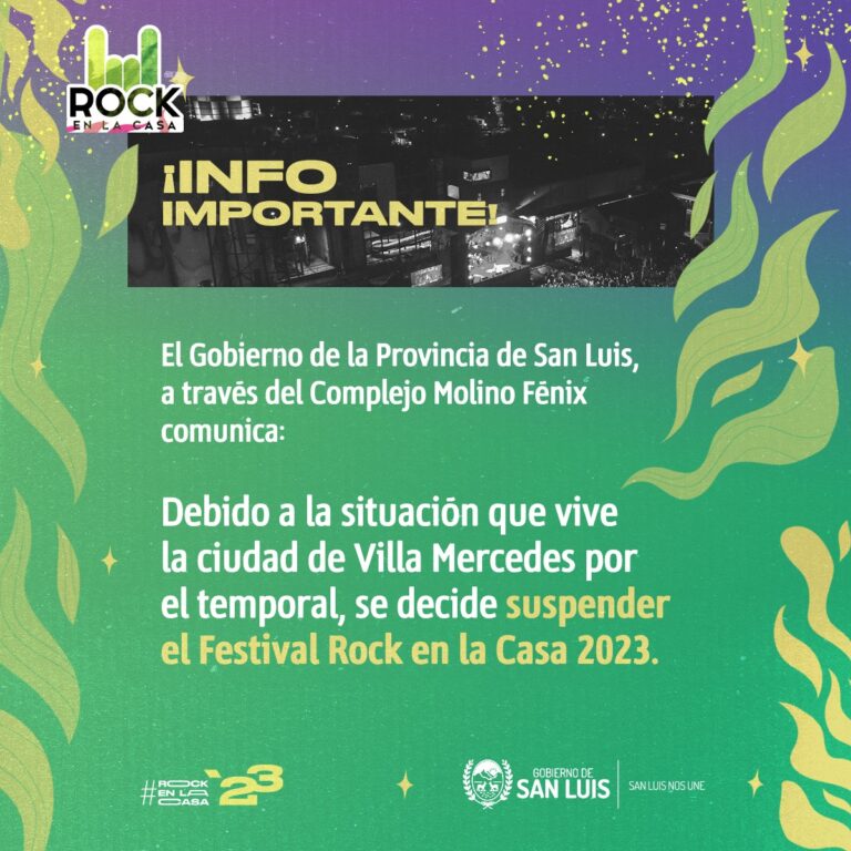Lee más sobre el artículo Suspendieron el Festival Rock en la Casa 2023