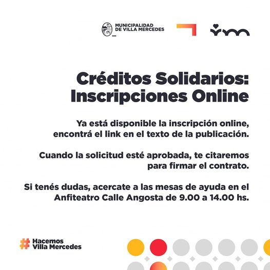 Read more about the article Créditos Solidarios: Ya está disponible la inscripción online