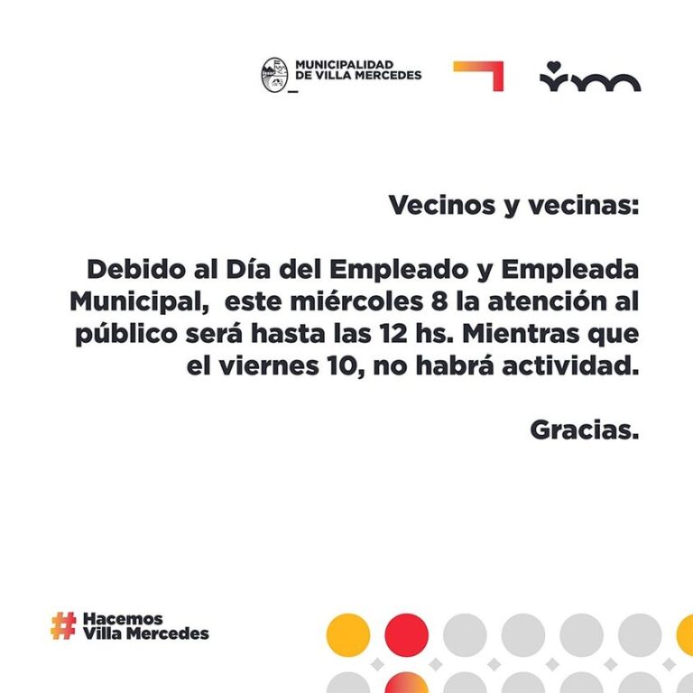 Lee más sobre el artículo Suspensión parcial y total de actividades en conmemoración del Día del Empleado Municipal