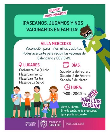 Read more about the article Este fin de semana comienza la campaña de “Súper Vacunación” en Villa Mercedes
