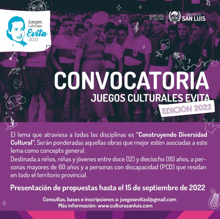 Lee más sobre el artículo Juegos Culturales Evita: la convocatoria estará abierta hasta el 15 de septiembre