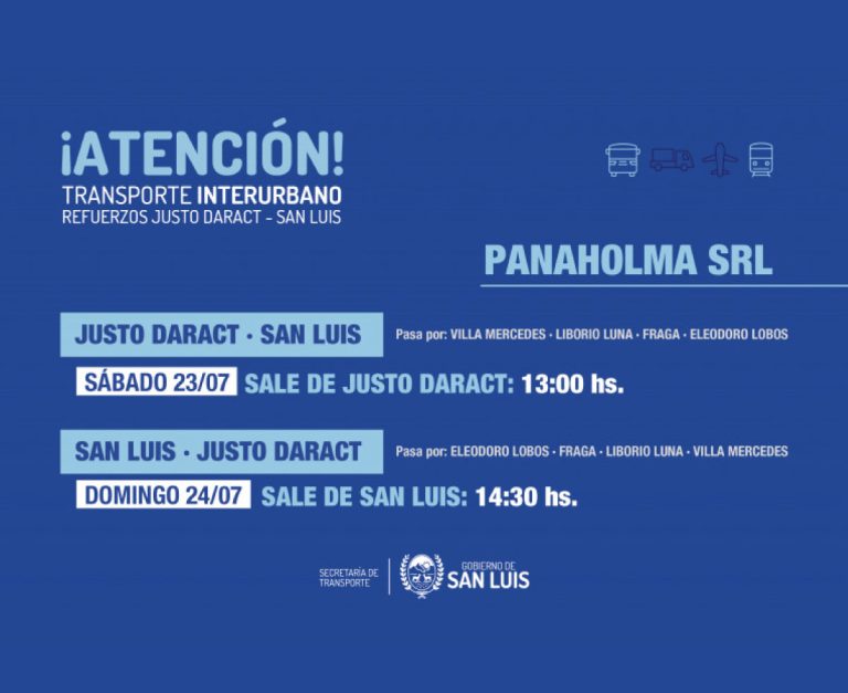 Lee más sobre el artículo Transporte reforzará el servicio interurbano entre San Luis y Justo Daract por la llegada del tren de pasajeros