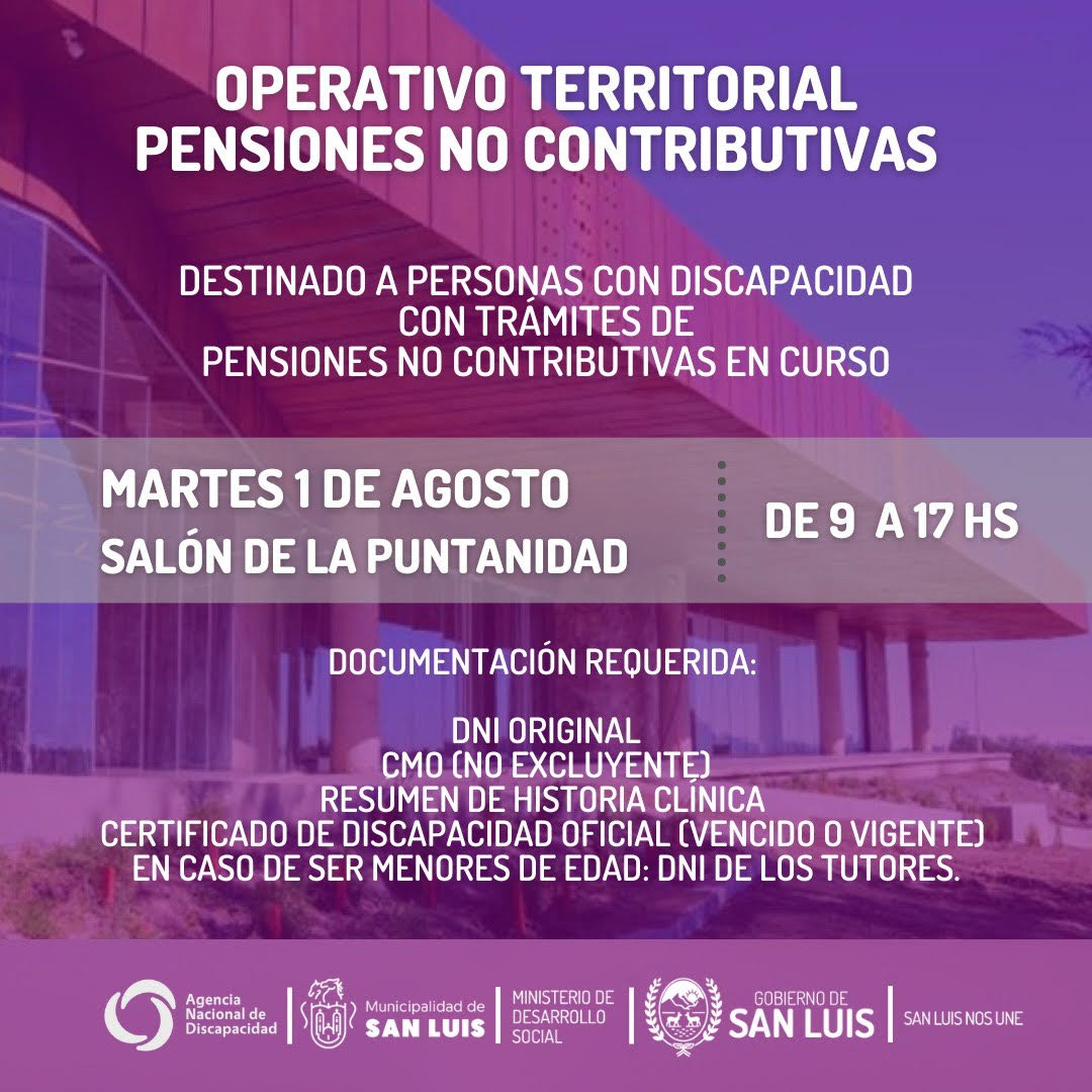Read more about the article Realizarán un operativo territorial de pensiones no contributivas para personas con discapacidad