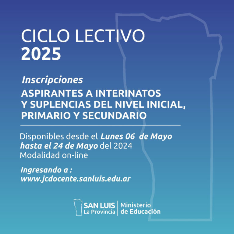 Lee más sobre el artículo Comenzaron las inscripciones para Interinatos y Suplencias del Ciclo Lectivo 2025 en San Luis