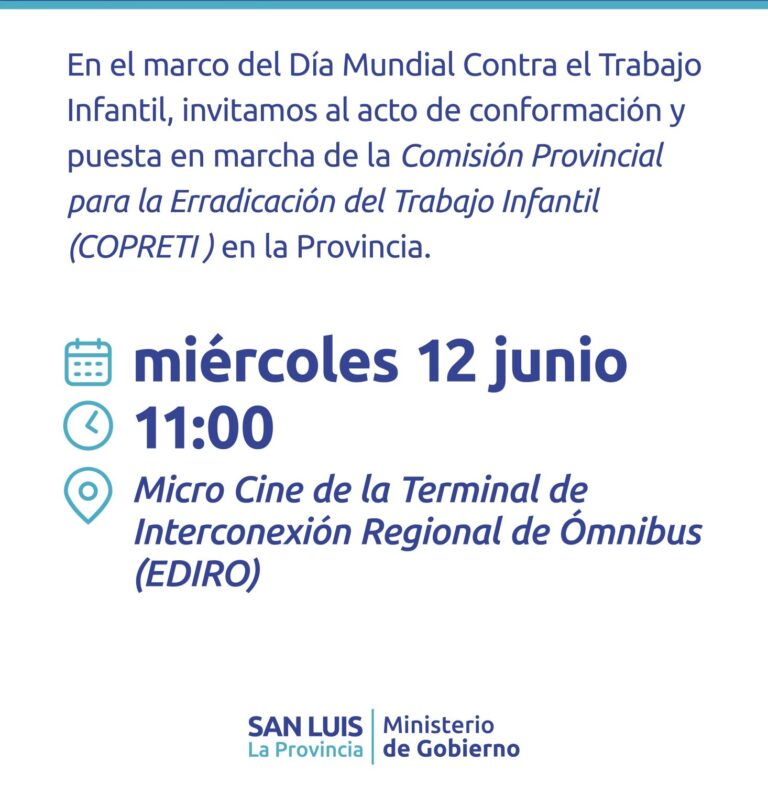 Lee más sobre el artículo San Luis lanzará la Comisión Provincial para la erradicación del trabajo infantil