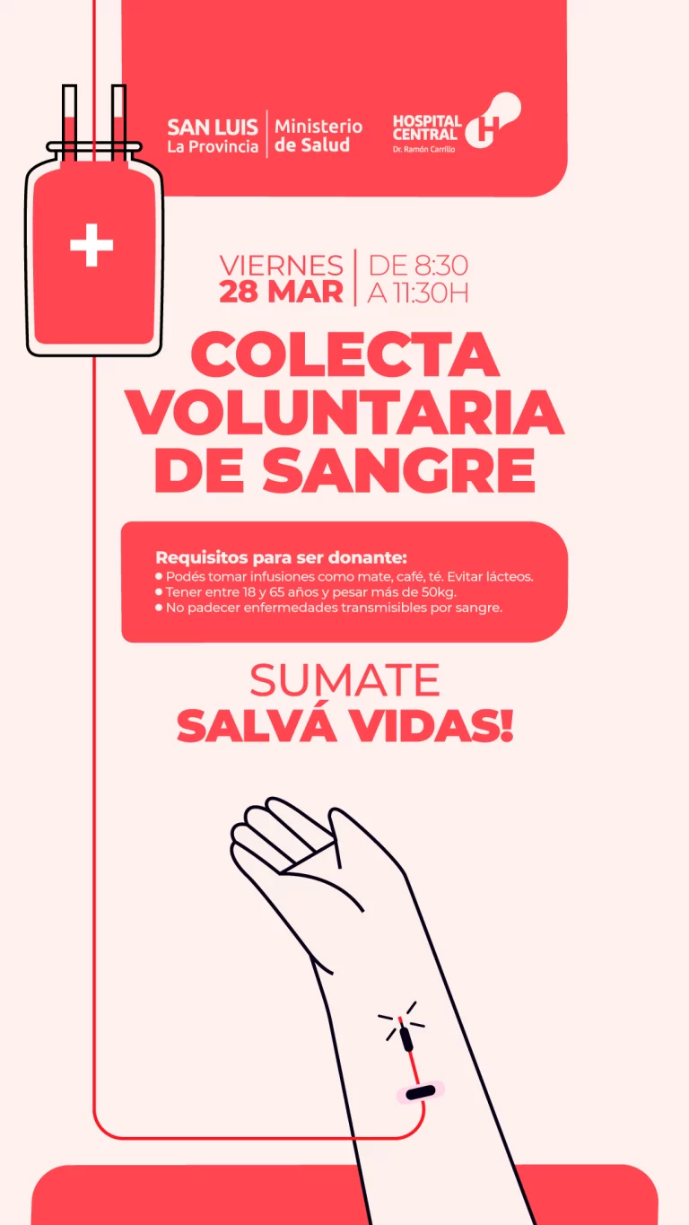 Lee más sobre el artículo Nueva convocatoria a colecta de sangre en el Hospital Central ‘Dr. Ramón Carrillo’