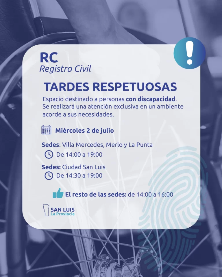 Lee más sobre el artículo ‘Tardes Respetuosas’: el 2 de julio se realizará una nueva jornada de atención exclusiva a personas con discapacidad en toda la provincia