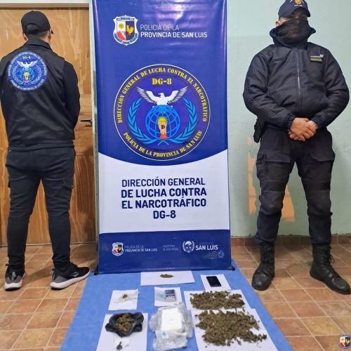 Lee más sobre el artículo Villa Mercedes: la Policía incautó droga valuada en casi 15 millones de pesos y detuvo a un joven