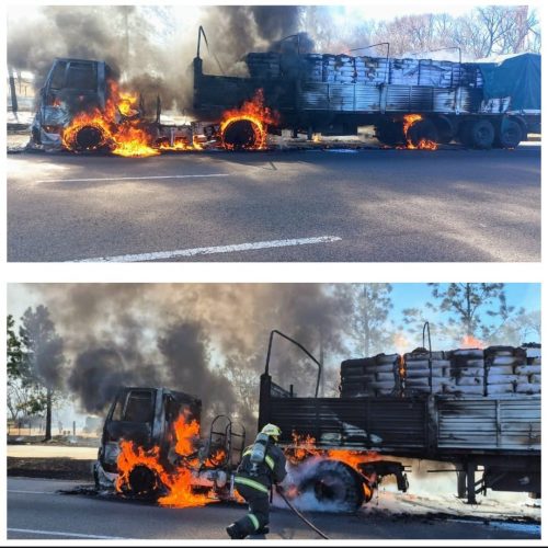 Lee más sobre el artículo Incendio de un camión con carga en la Autopista de las Serranías Puntanas