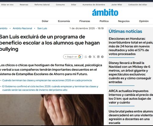 Lee más sobre el artículo Fuerte repercusión nacional por la medida de San Luis contra el bullying en las escuelas